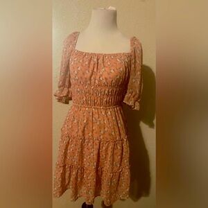 Altar'd State Dusty Rose Floral Smocked Midi Dress